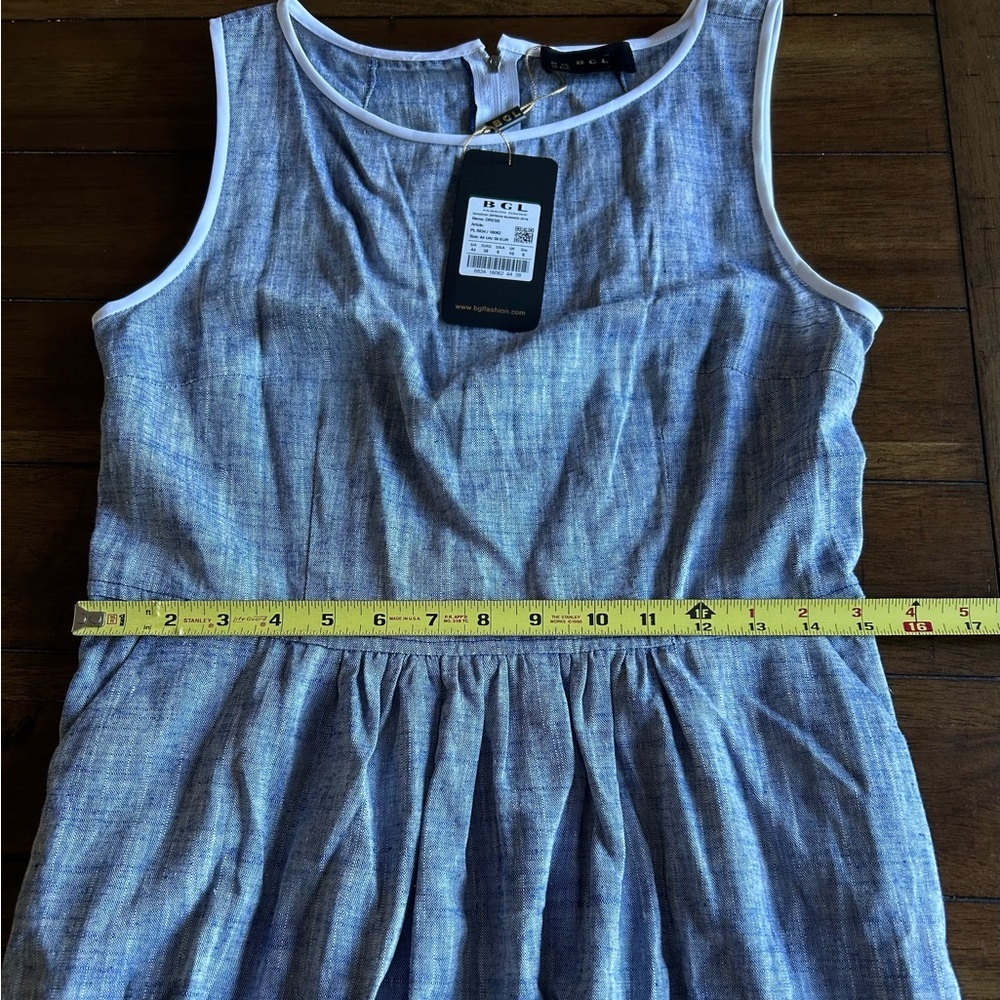 BGL Blue Chambray Sleeveless Linen Blend Maxi Dress Size 6 NEW MSRP 345.00 - Picture 6 of 12